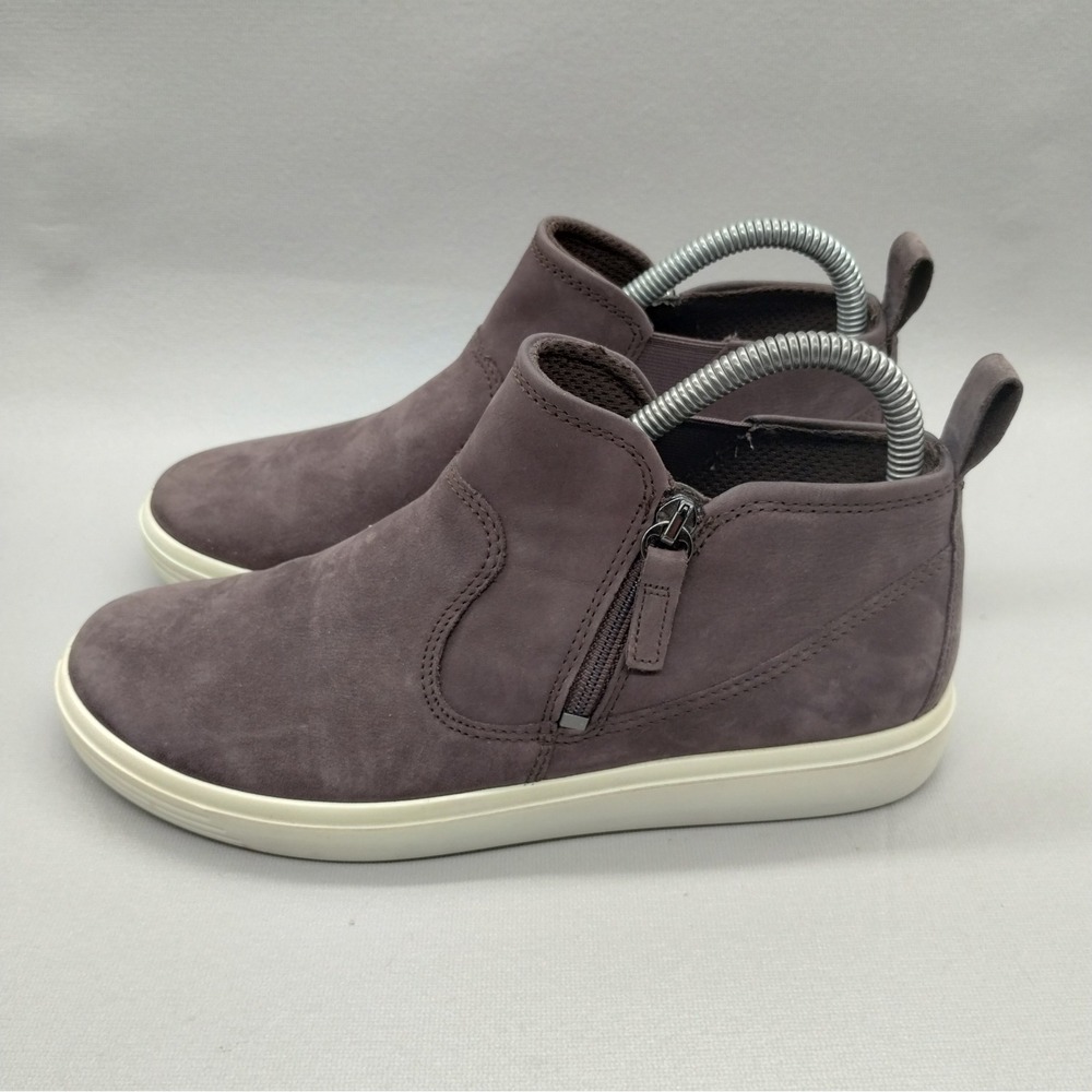 Ecco Soft 7 Nubuck Ankle Boots Womens Size 7/7.5 Falcon Grey Casual Booties Zip